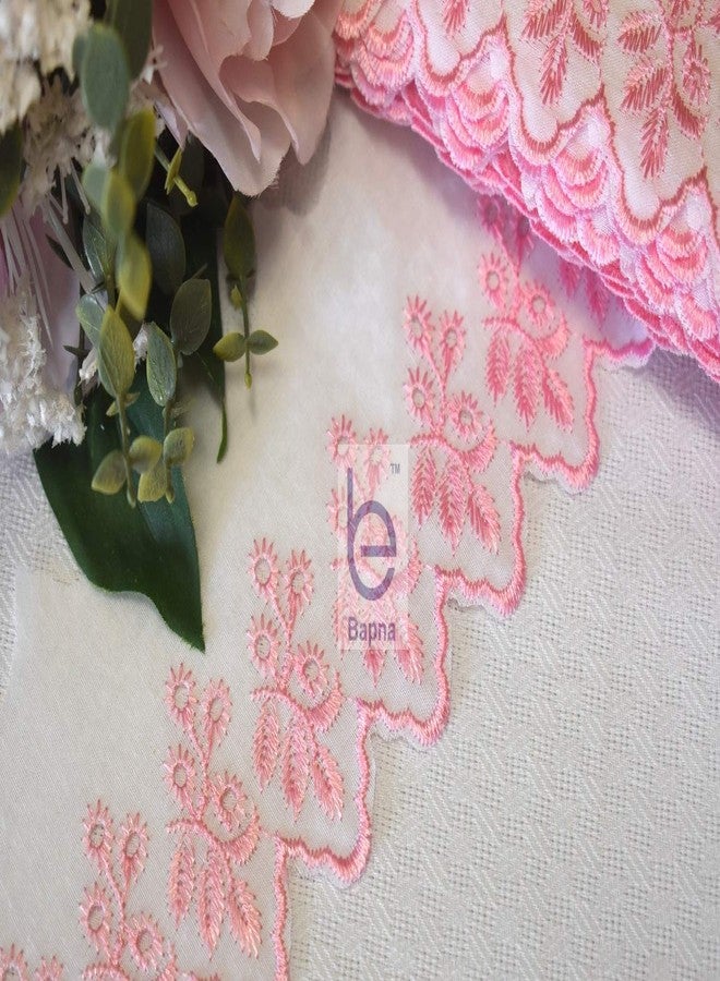 Bapna 5 Meters Cotton Embroidery Lace for Sewing Saree Dress Ribbon for Decor Bed Linens (Pink) - Image 3